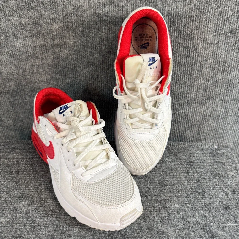 Nike Air Max Excee White Red Navy Blue Low Top Sneakers Women's 7.5